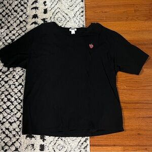 PINK Victoria's Secret Black T-shirt Strawberry Heart Large Lounge Valentine